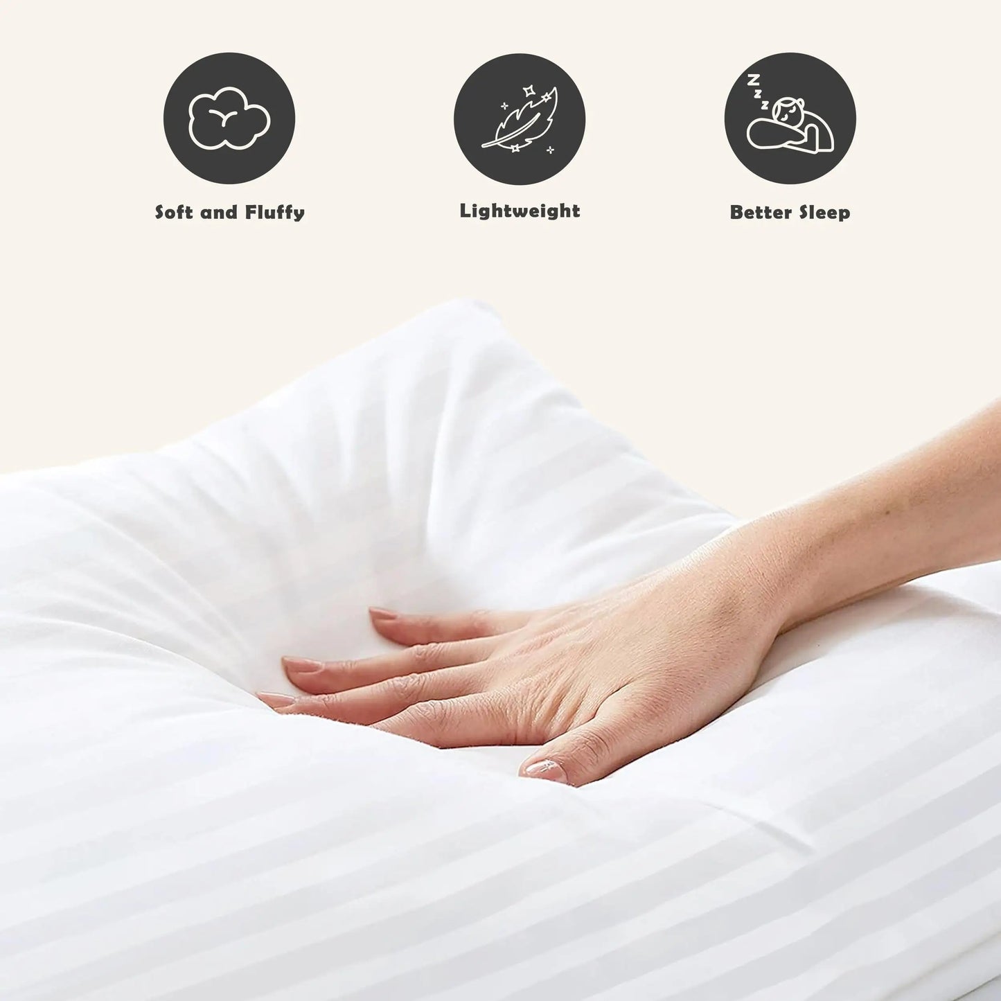 LDC Lux Decor Collection Hotel Stripe Pillows Set Down Alternative