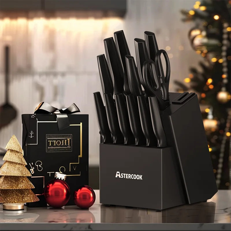 Astercook Kitchen Knife Set With Built In Sharpener