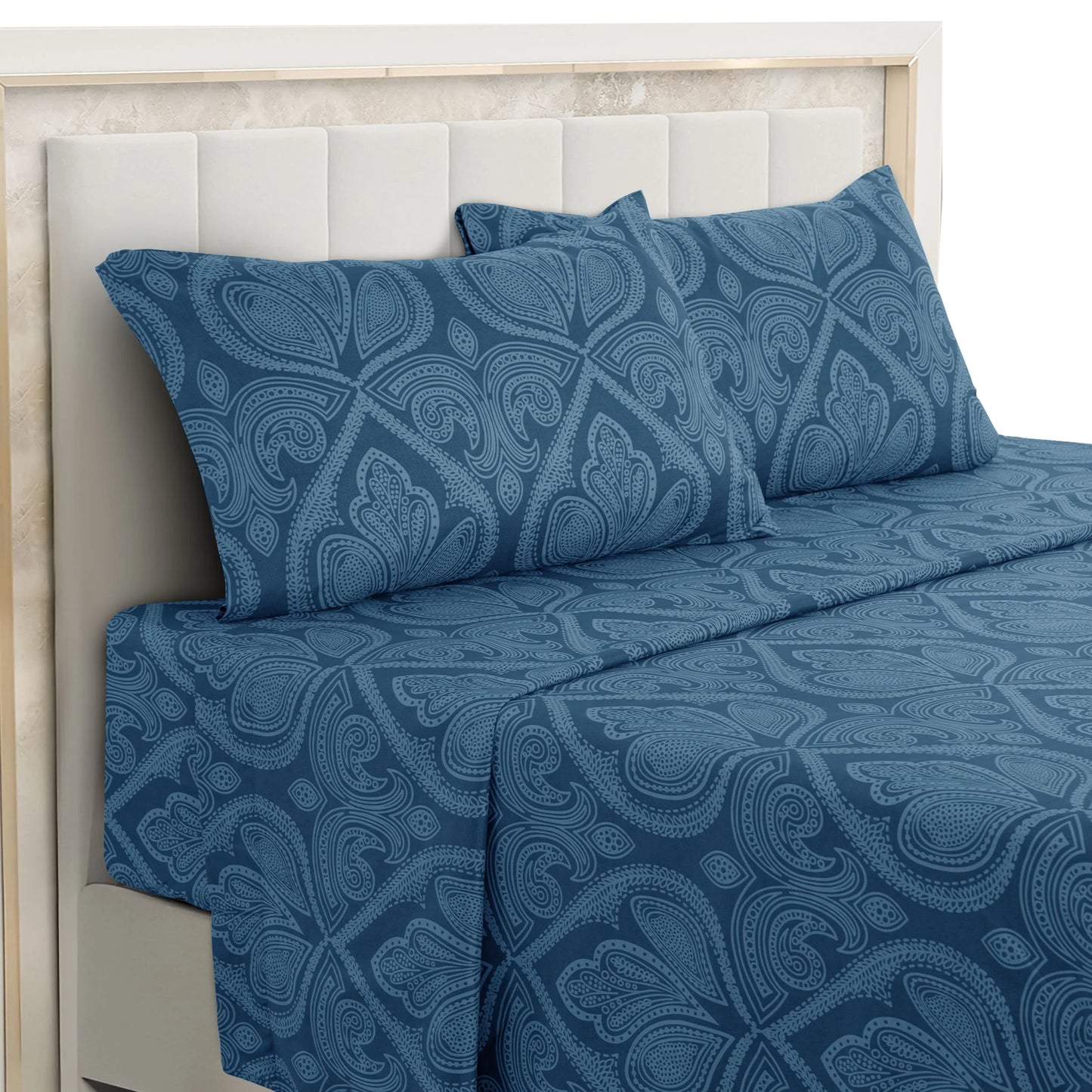 LDC Lux Decor 4 Piece Paisley Microfiber Sheet Set