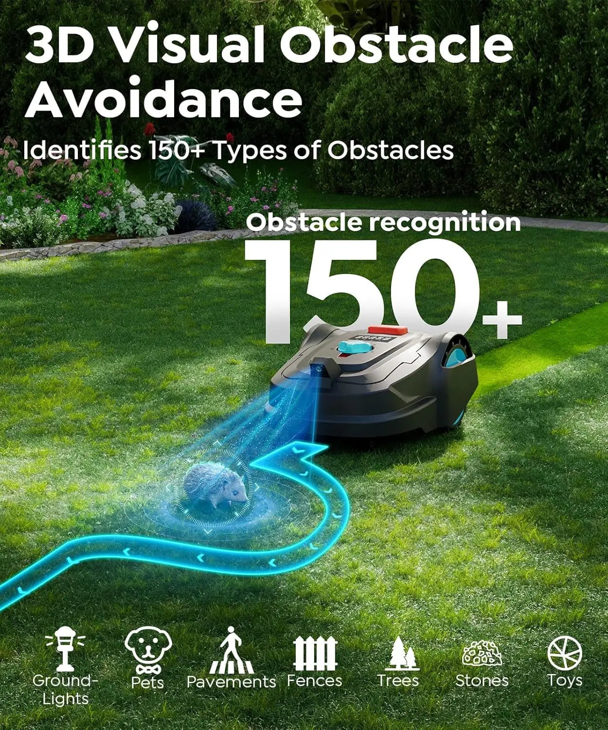 XMSJ Cordless Robot Lawn Mower GPS Navigation App Control