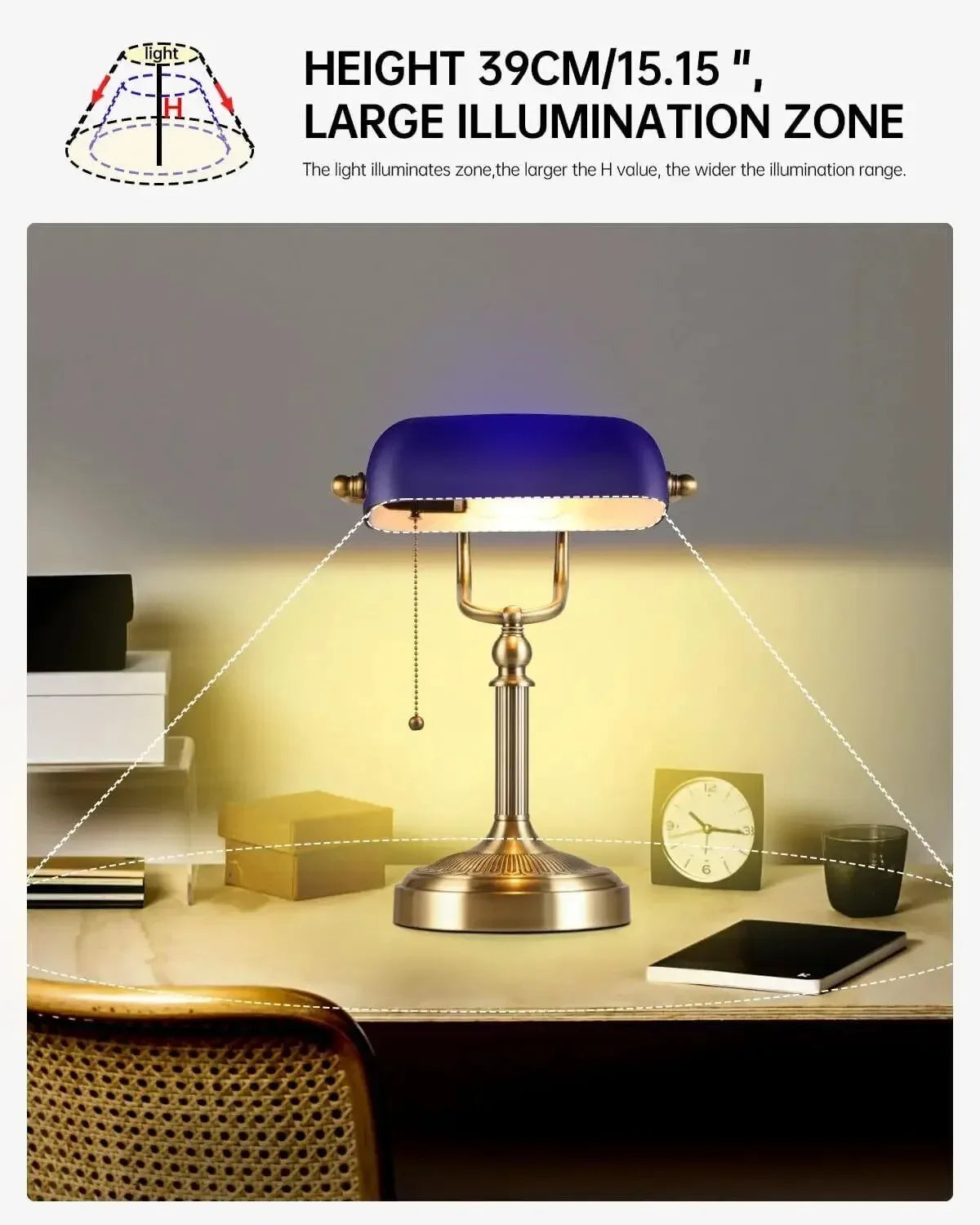 Newrays Plug In Glass Banker Lamp Zipper Switch Table Lamp
