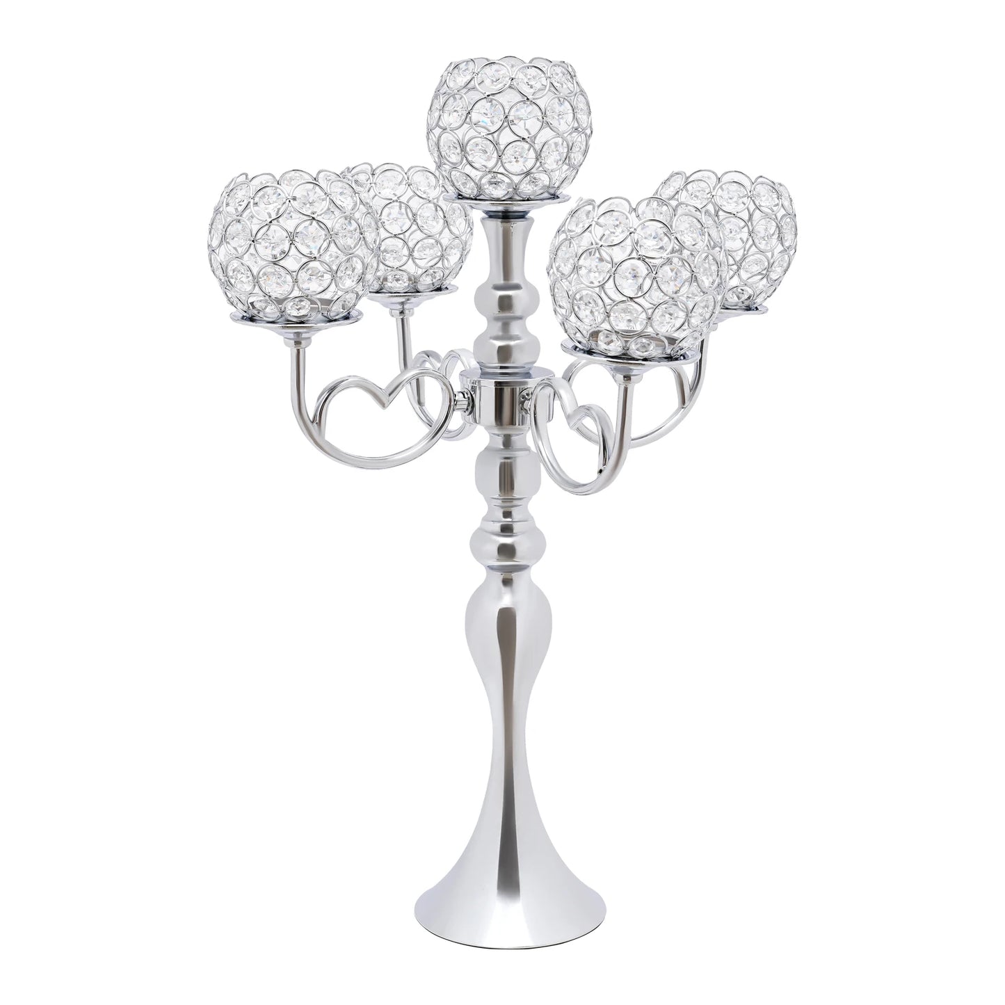 Hign-concerned Iron Candle Holder With Crystal Beads