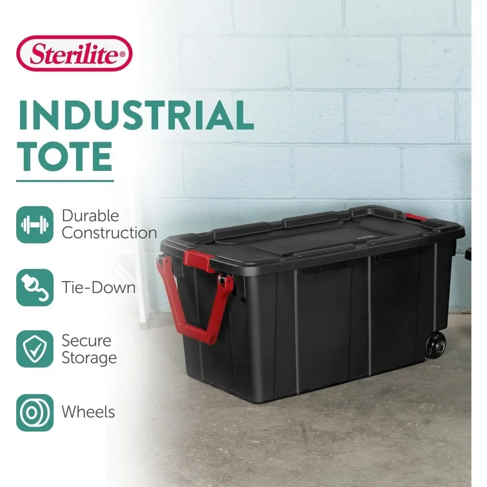 Industrial Wheeled Stackable Storage Totes With Lids