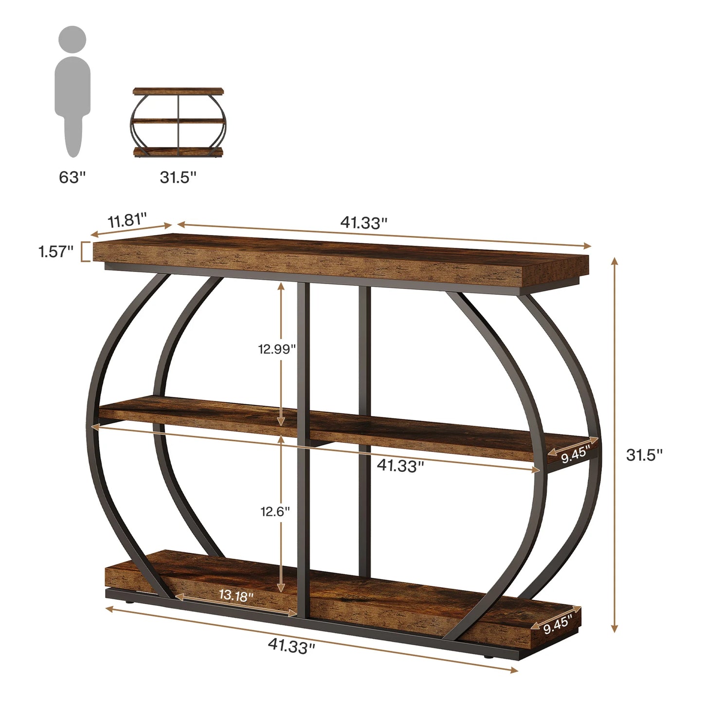 Tribesigns Industrial Console Table With Arched Frame