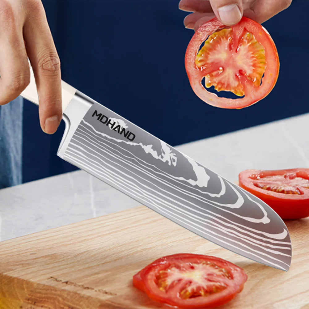 MDHAND Knife Block Set Stainless Steel Blades And Handles