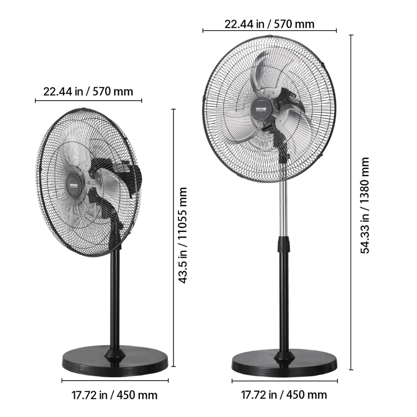 SucceBuy Pedestal Fan 3 Speed Oscillating Standing