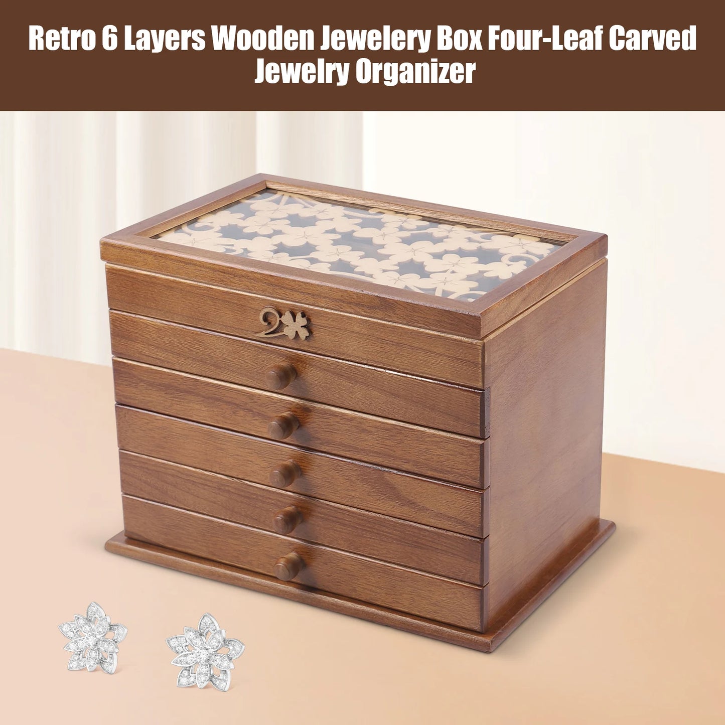 Sichuan Wooden Six Layer Jewelry Storage Box With Lid