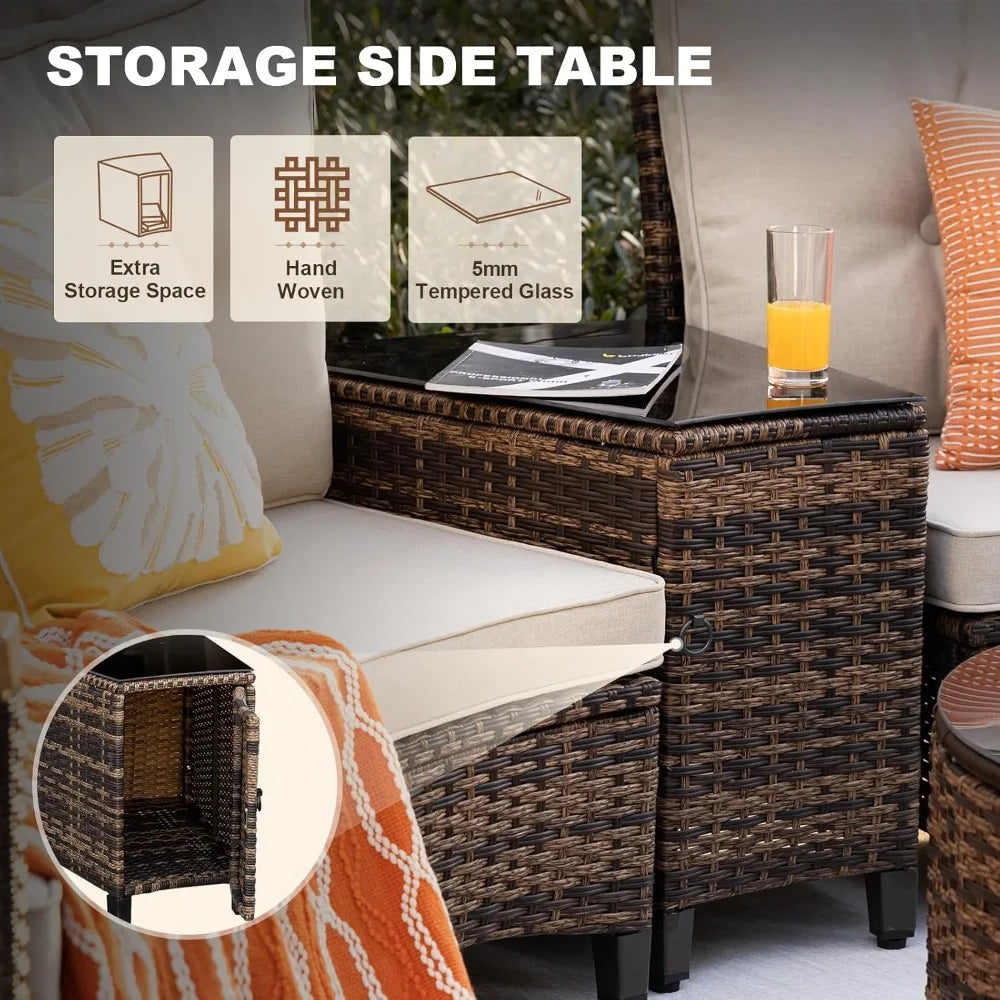 Angduo Outdoor 9 Piece Patio Furniture Set Half Moon