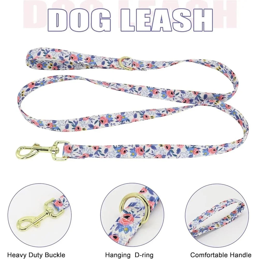 Fujian Cute Dog Harness Leash Collar Floral Mesh Set