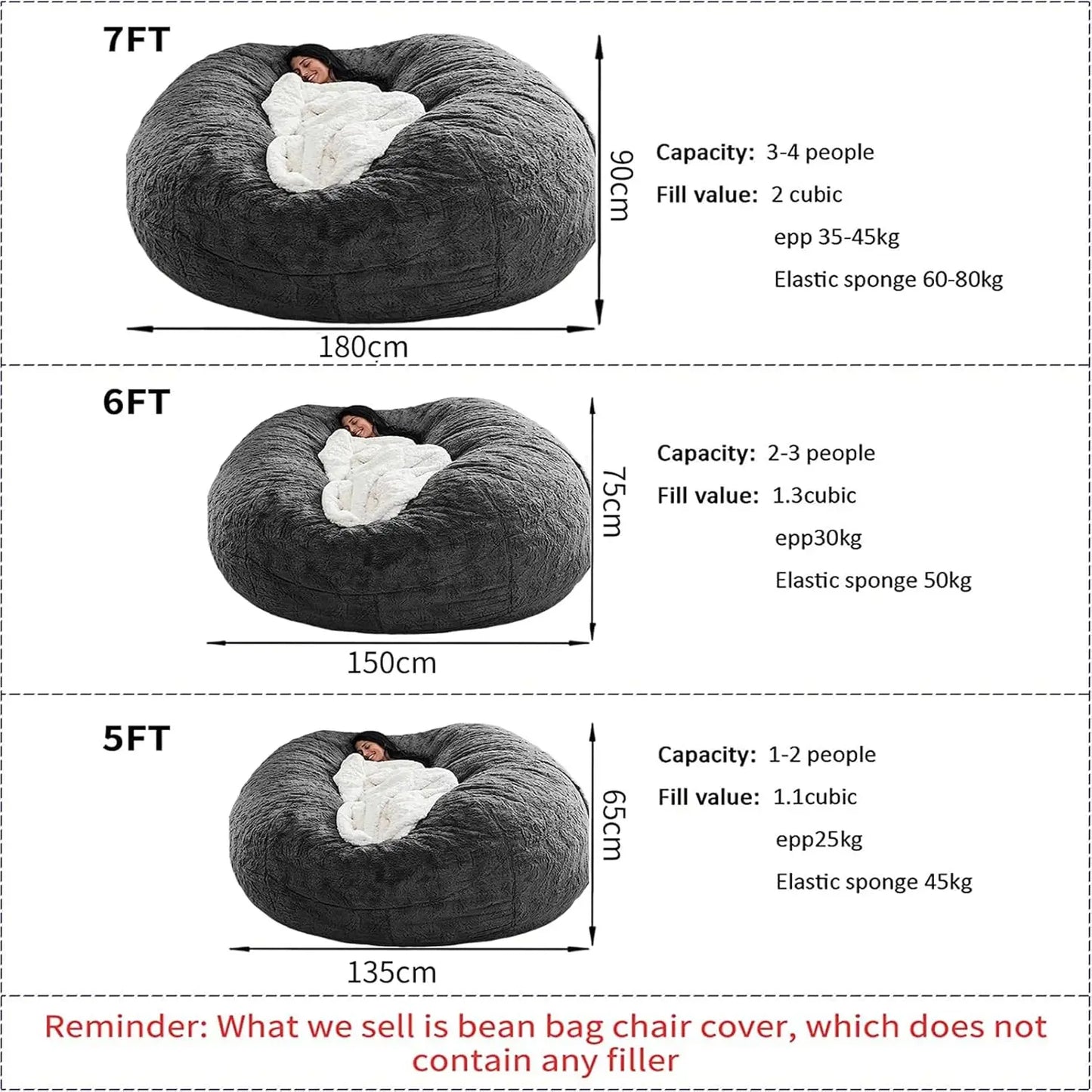 XMSJHign-concerned Bean Bag Chair for Adults and Kids