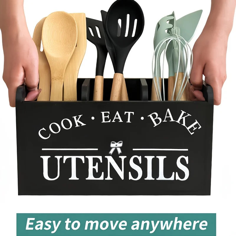 Wooden Cutlery Box 5 Piece Set For Kitchen Counter Storage