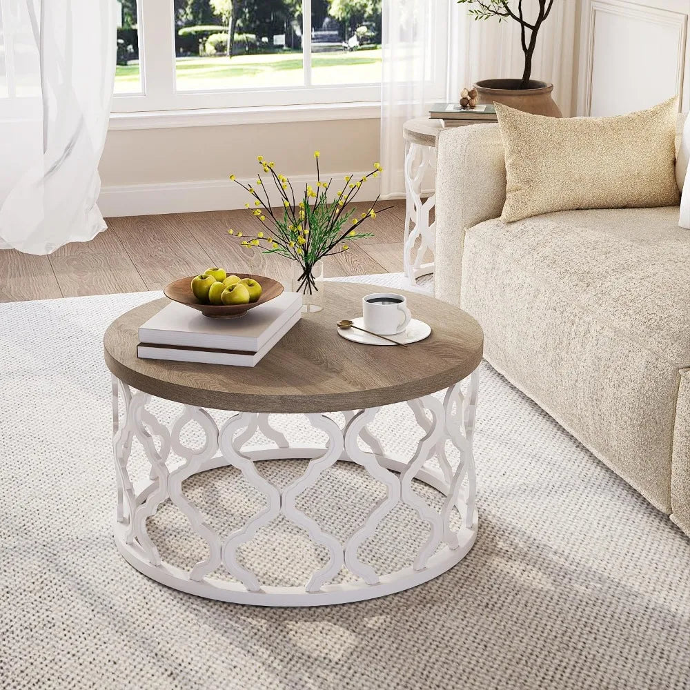 Hign-concerned Boho French Country Round Coffee Table