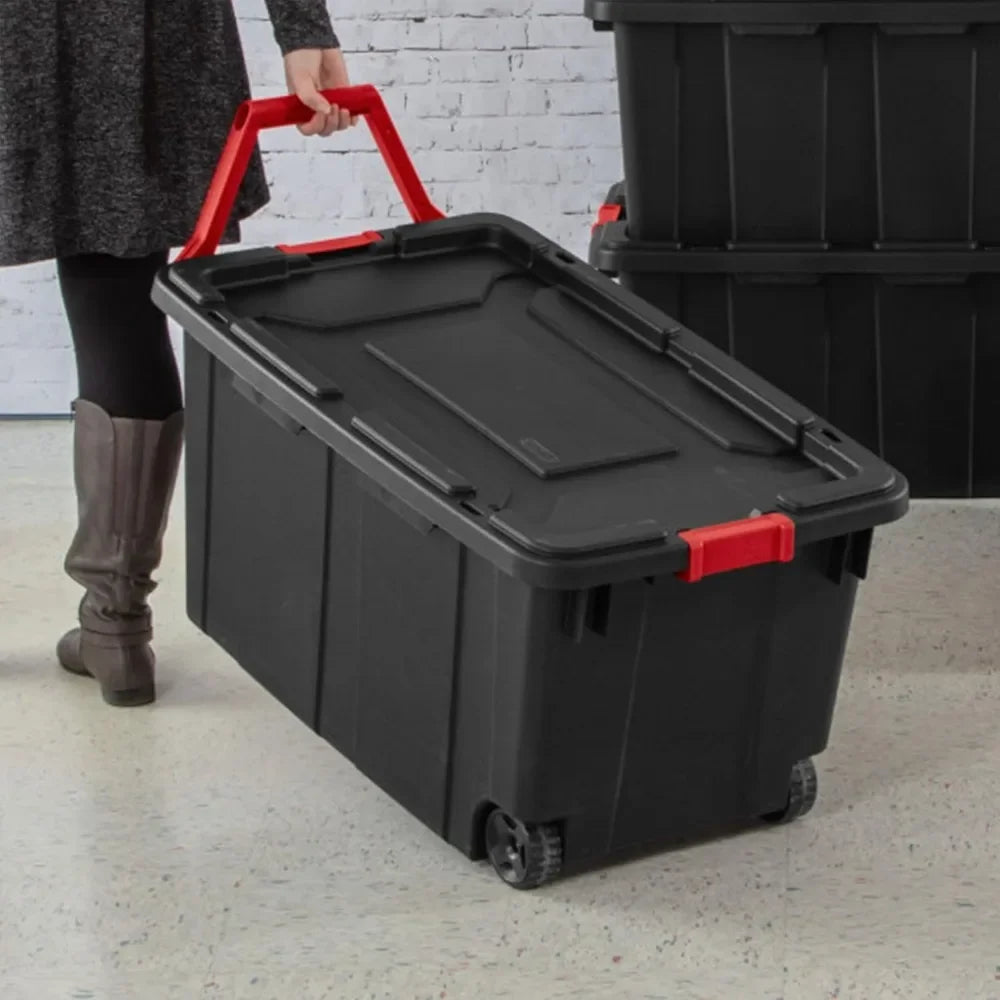 Industrial Wheeled Stackable Storage Totes With Lids