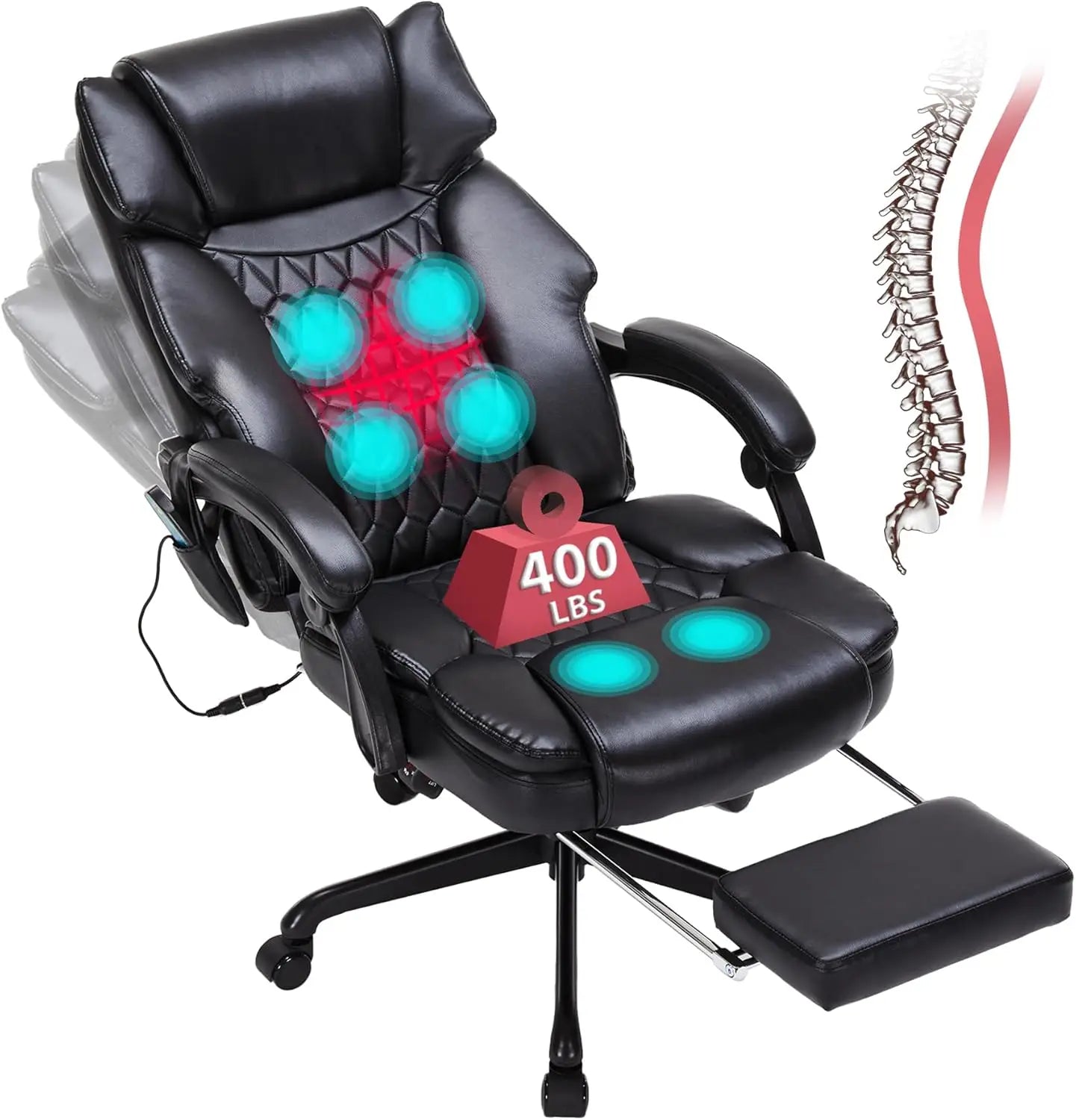 AngDuo 6 Point Massage Office Chair With Heat And Foot Rest