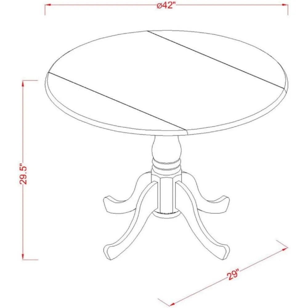 RBXC 5 Piece Kitchen Table Set Round Dropleaf Linen Chairs