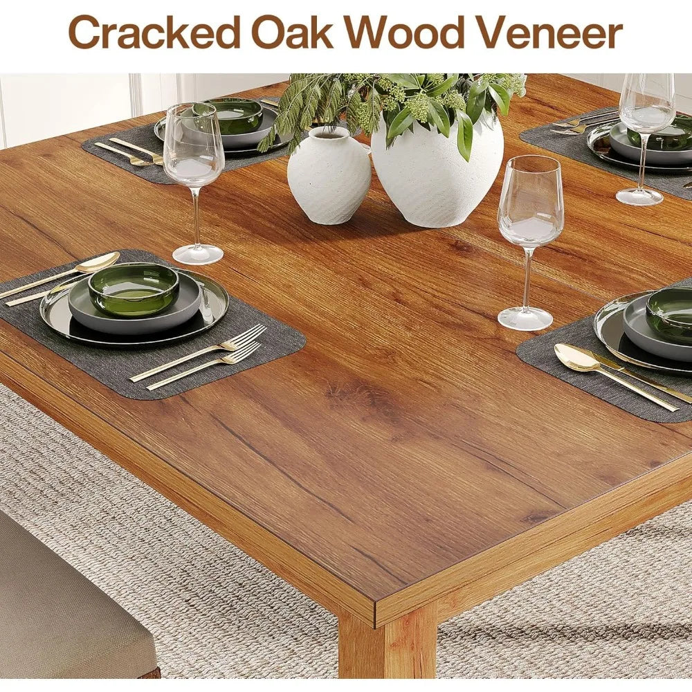 TANGXU Rustic Wood Dining Table Farmhouse Kitchen Living