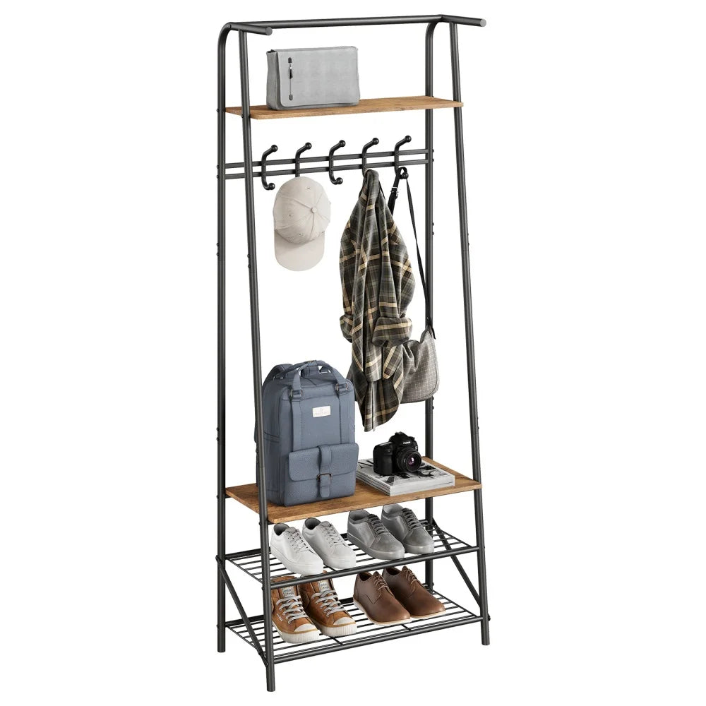 HiMISS Coat Rack Hallway With Shoe Storage Four In One