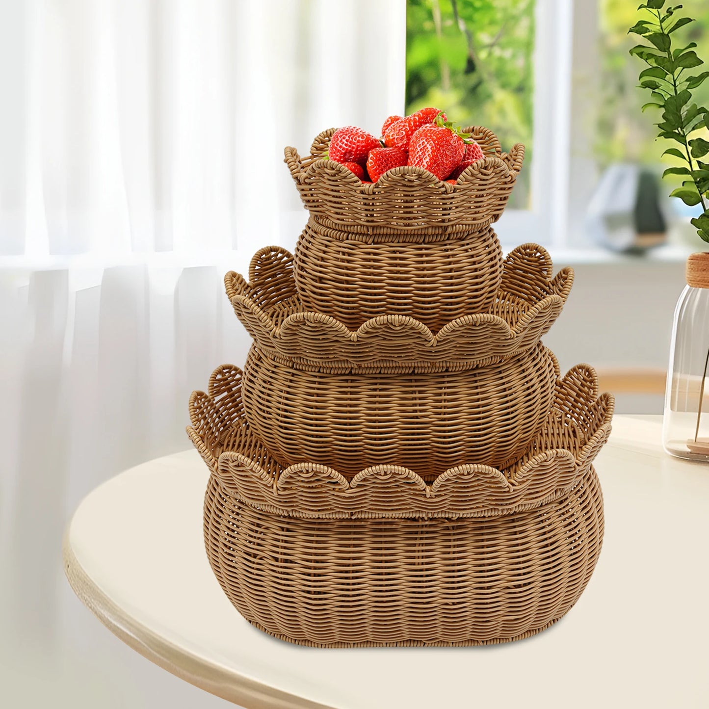 Bymaocar Woven Storage Baskets With Lids Decorative Set