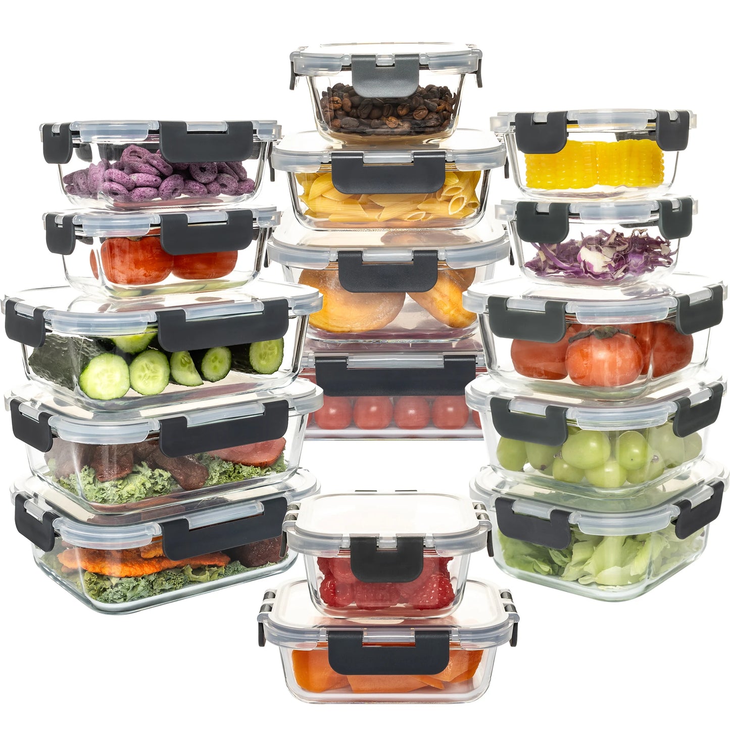 Glass Food Storage Containers 16 Piece Leakproof BPA Free