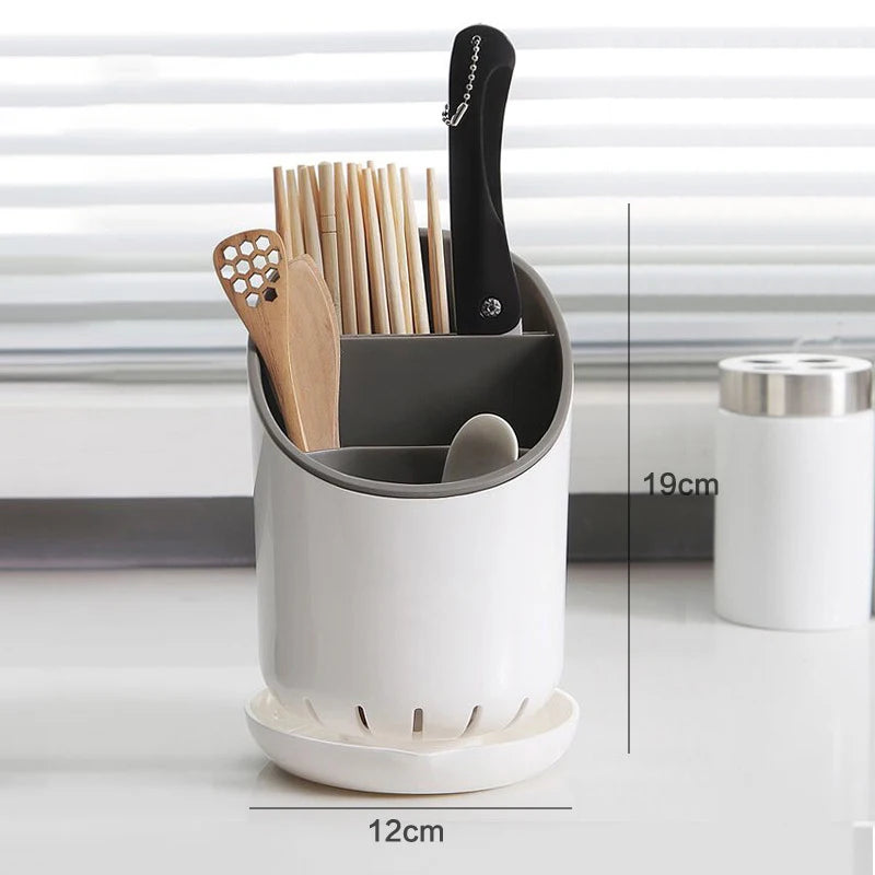 Kitchen Chopsticks Drain Tube With Plate Storage Rack