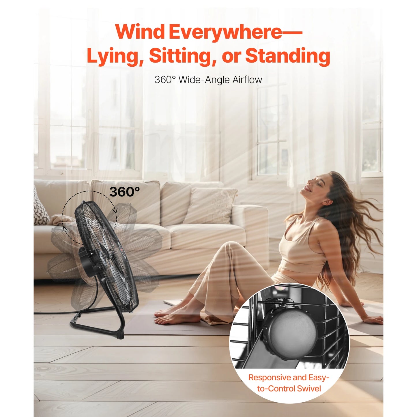 VEVOR Industrial Floor Fan 3 Speed High Velocity 4800 CFM