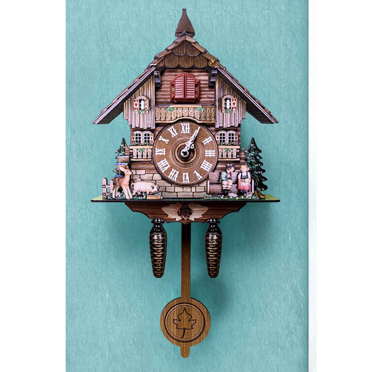 Cuckoo Wall Clock Traditional Chalet Style Wooden Pendulum Clock