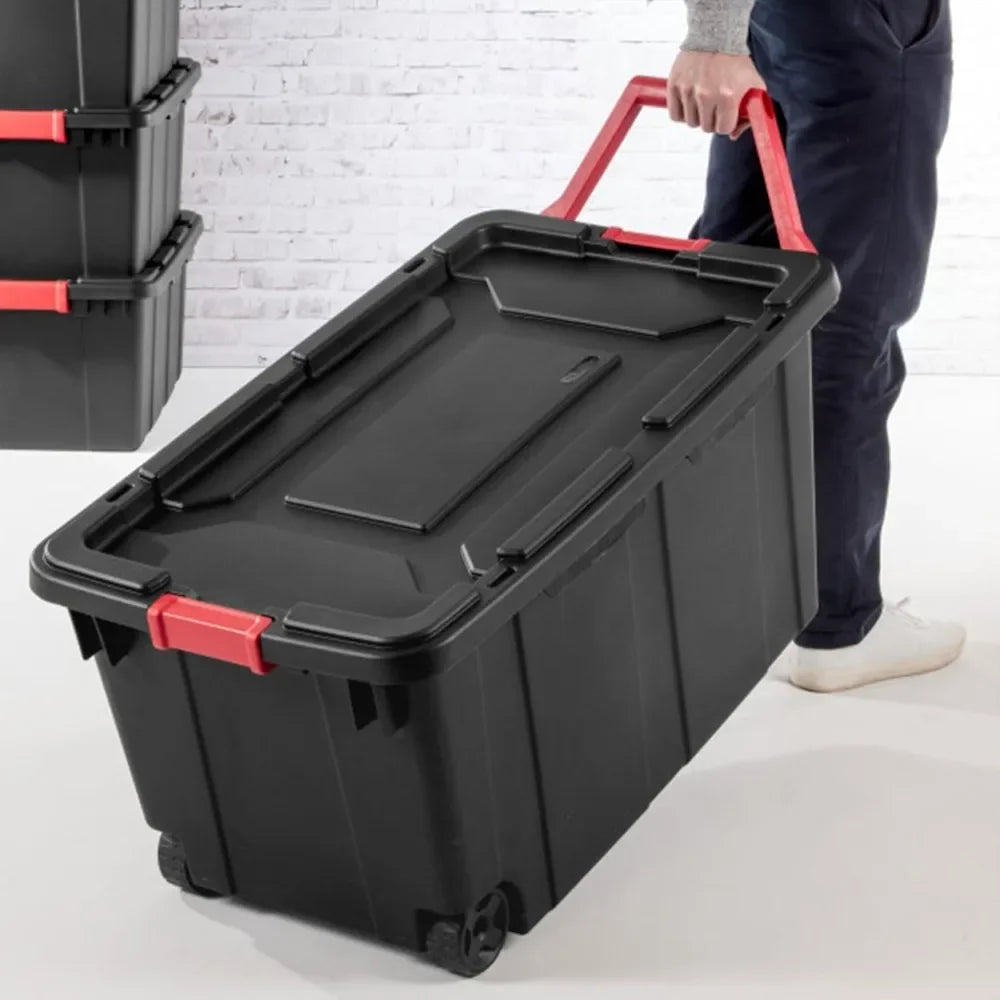Industrial Wheeled Stackable Storage Totes With Lids