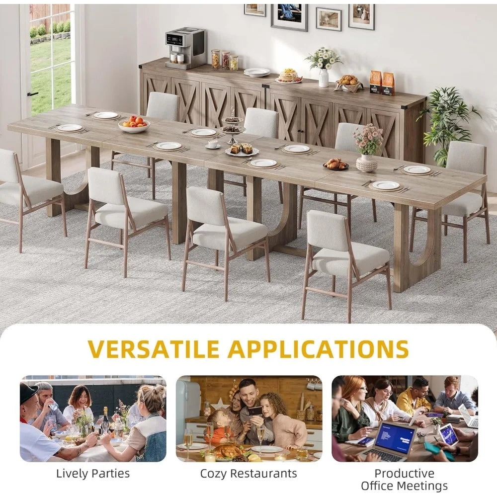 HUANZHUANG Farmhouse Dining Table Heavy Duty Wooden Base