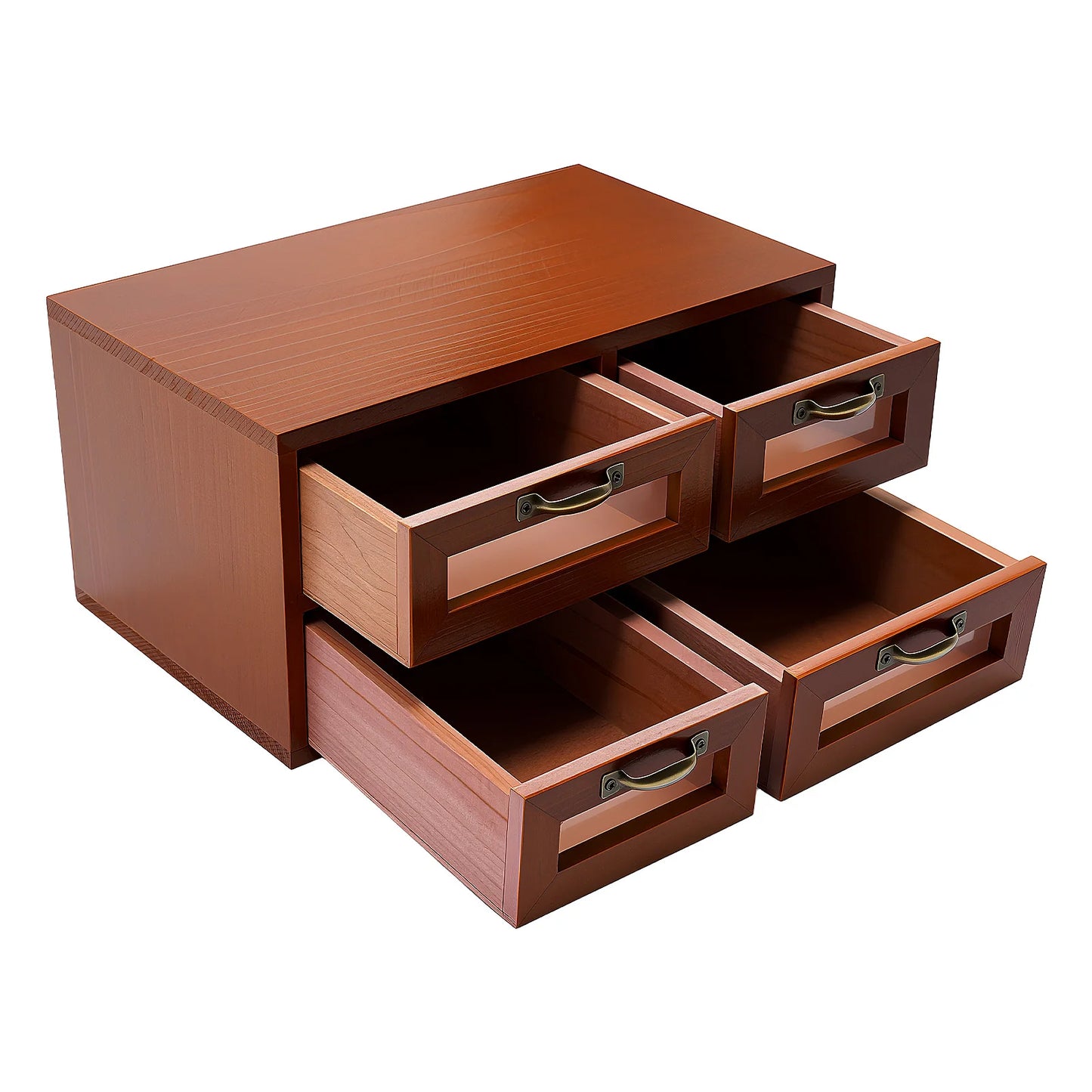 BymaocarCN 4 Drawer Retro Desktop Organizer Wood Storage Box