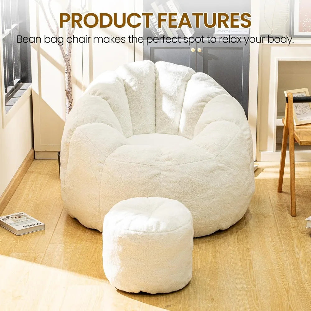 FEICHENG Bean Bag Chair With Ottoman For Indoor Relaxation
