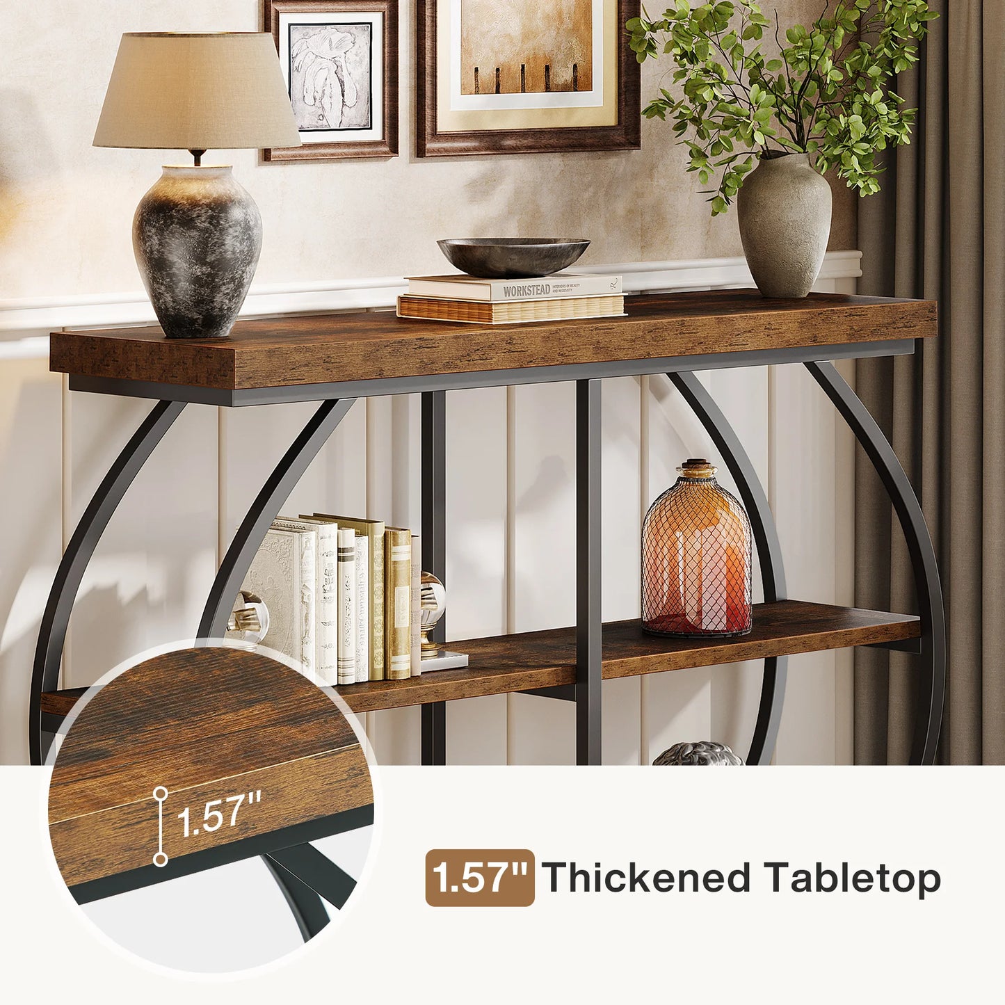 Tribesigns Industrial Console Table With Arched Frame