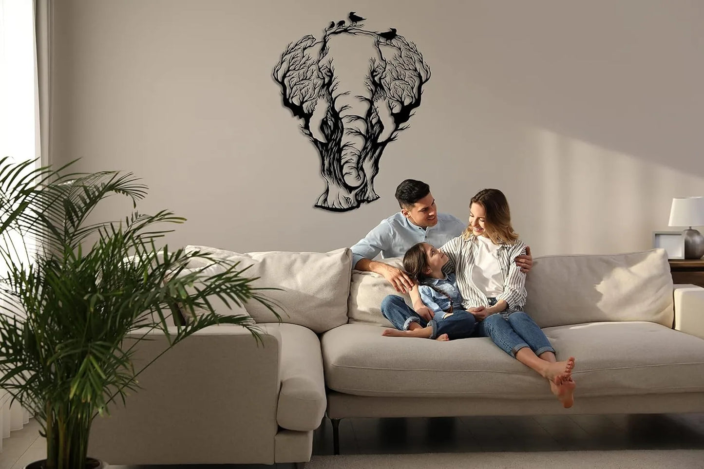 XMSJHign-concerned Geometric Metal Elephant Wall Decor