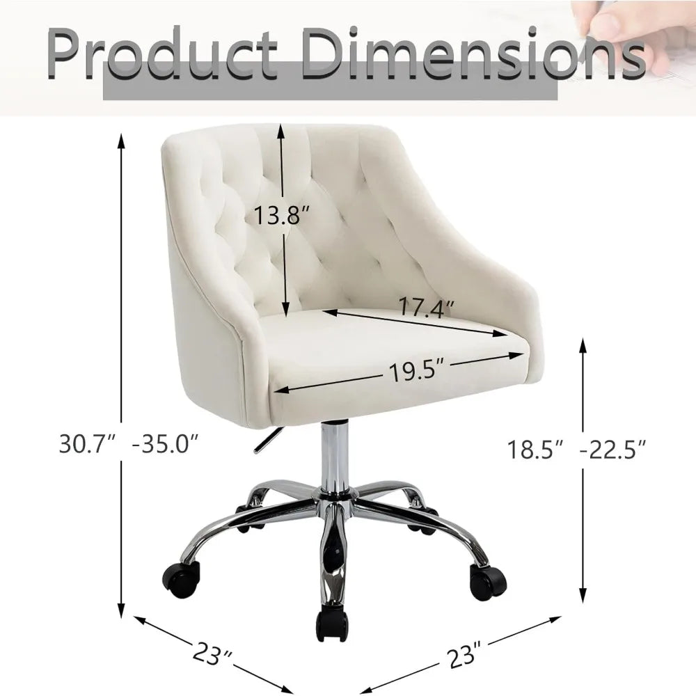 Feicheng Velvet Home Office Desk Chair Height Adjustable