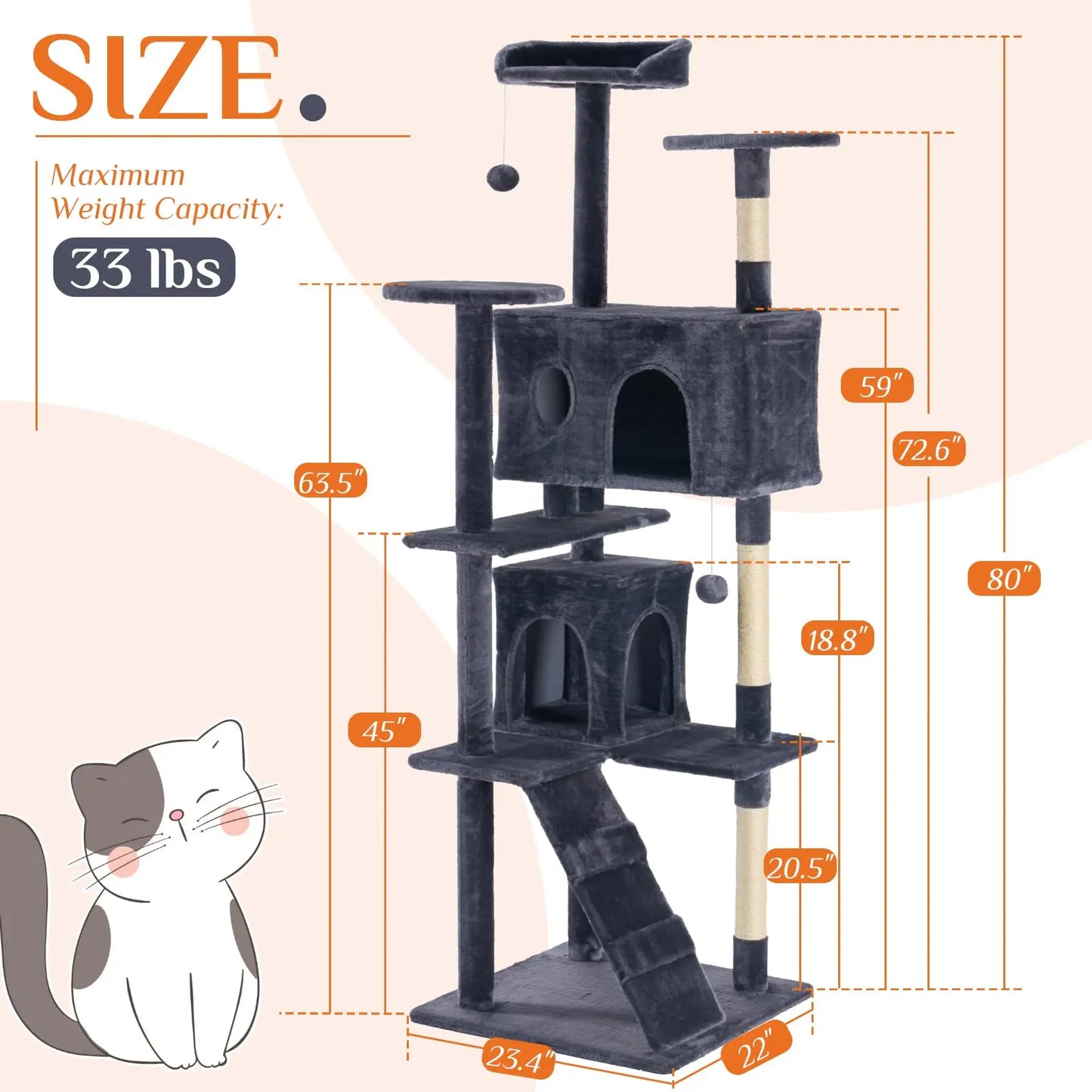 JHK Cat Tree Tower Four Tier With Premium Sisal Posts