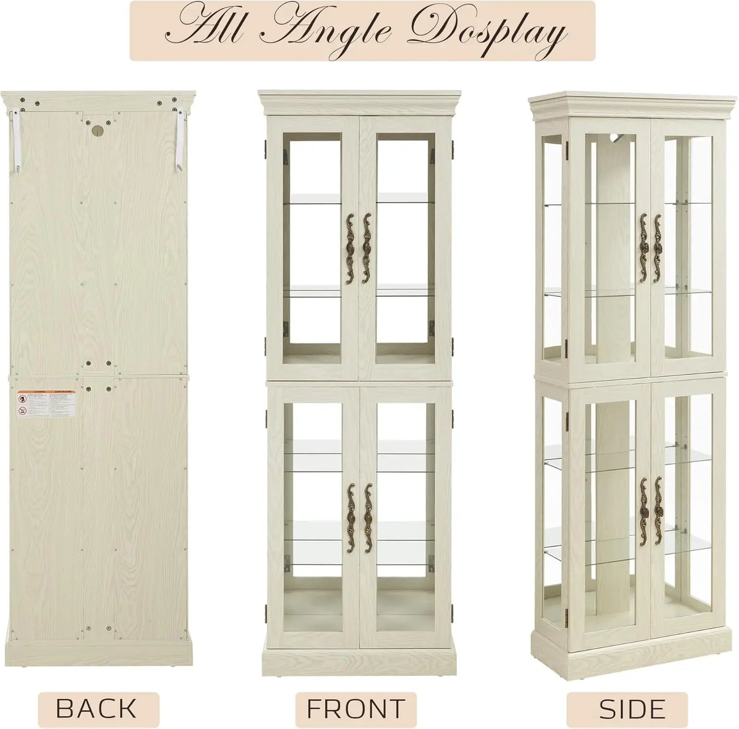 XMSJH Curio Cabinet Glass Display Case With 6 Shelves
