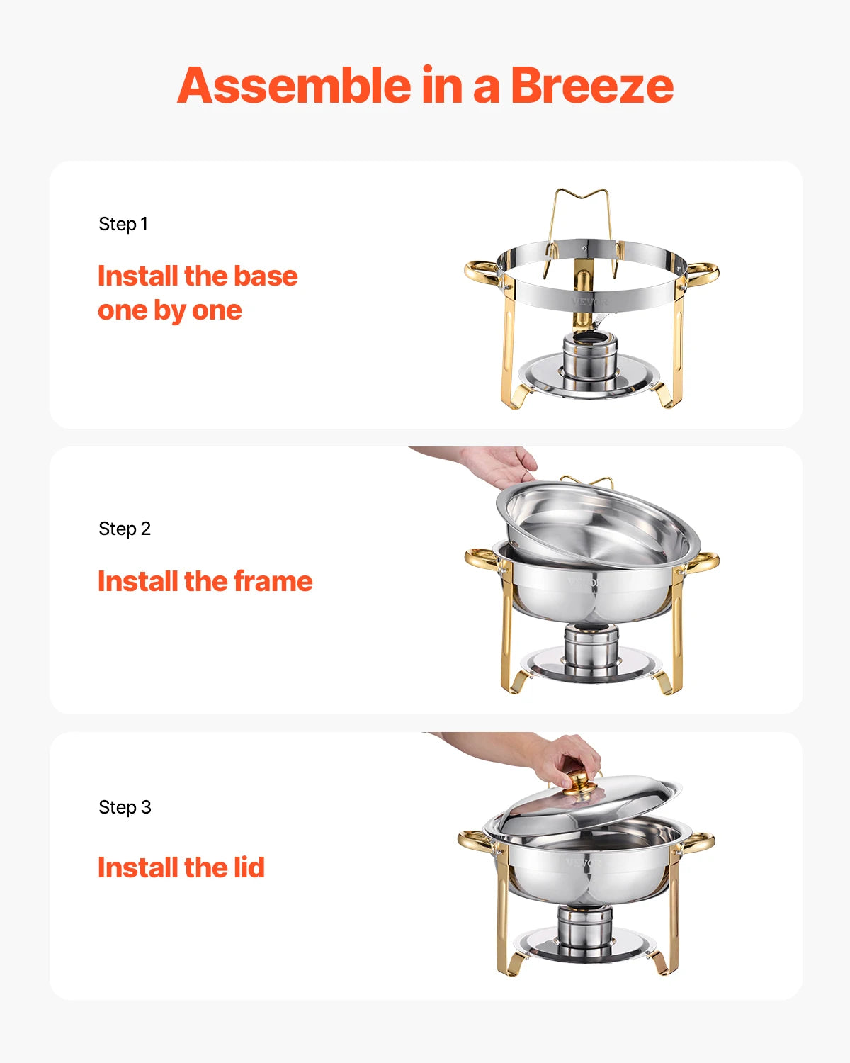 VEVOR Chafing Dish Buffet Set Stainless Steel Chafer Pans