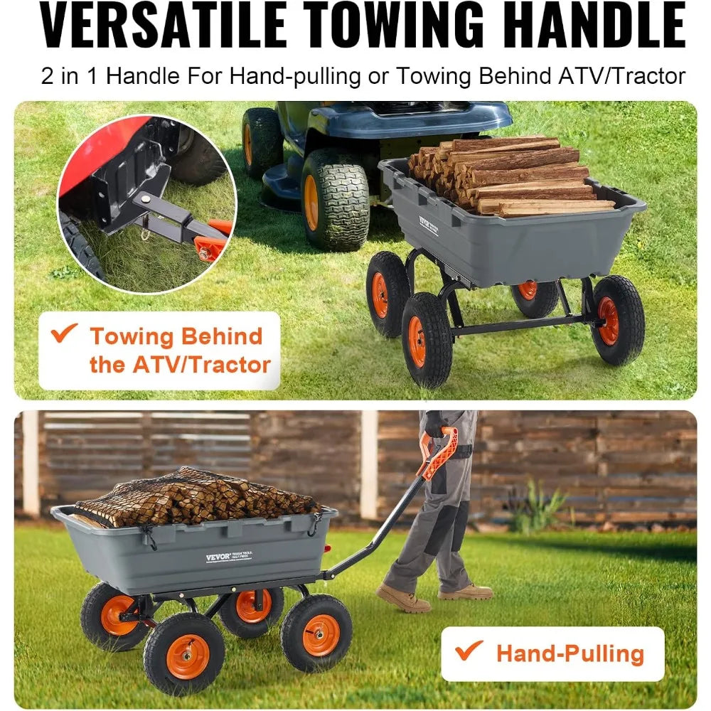 XMSJ 1200 Pound Garden Tipping Cart With Durable Handle