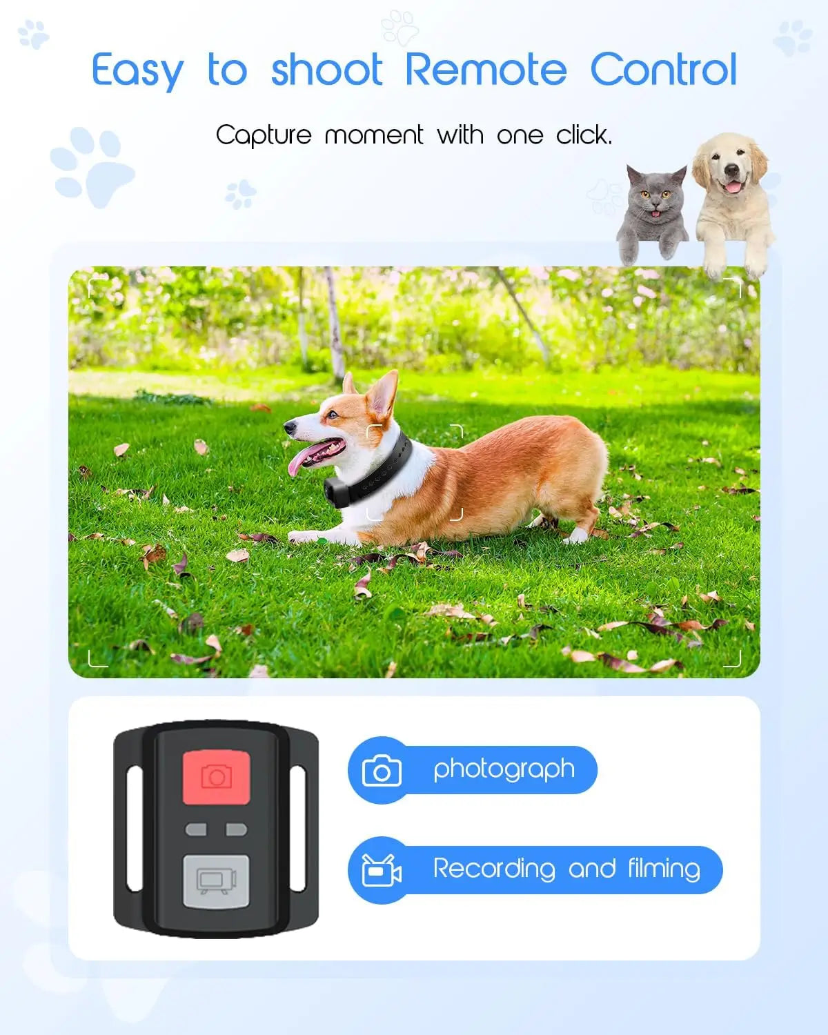 XMSJ 4K Cat Collar Camera HD WiFi Pet Camera With SD Card