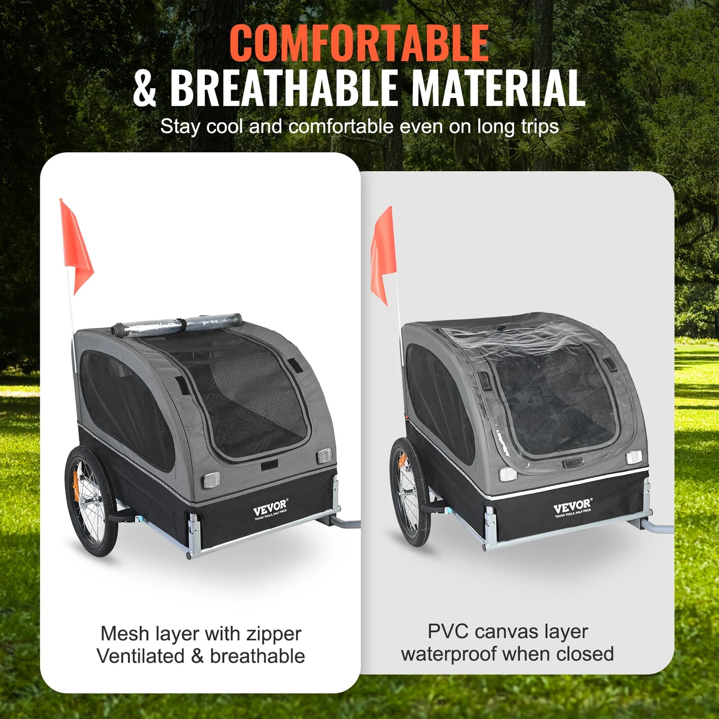 SucceBuy Dog Bike Trailer Carrier With Wheels Reflectors