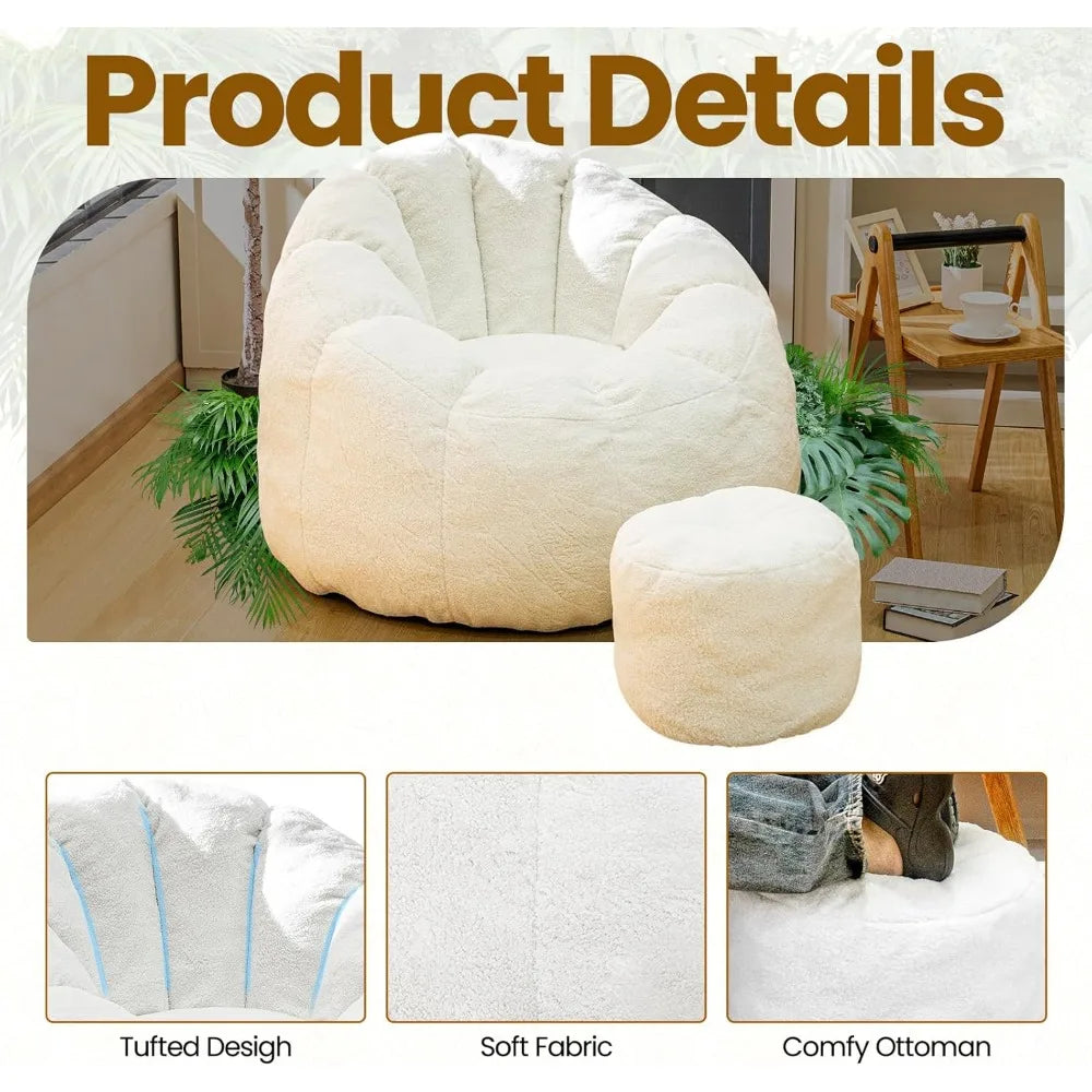 FEICHENG Bean Bag Chair With Ottoman For Indoor Relaxation