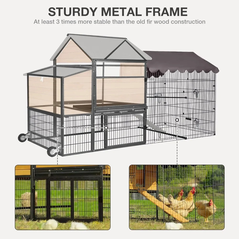 Tangxu Outdoor Chicken Coop With Wheels Nesting Box