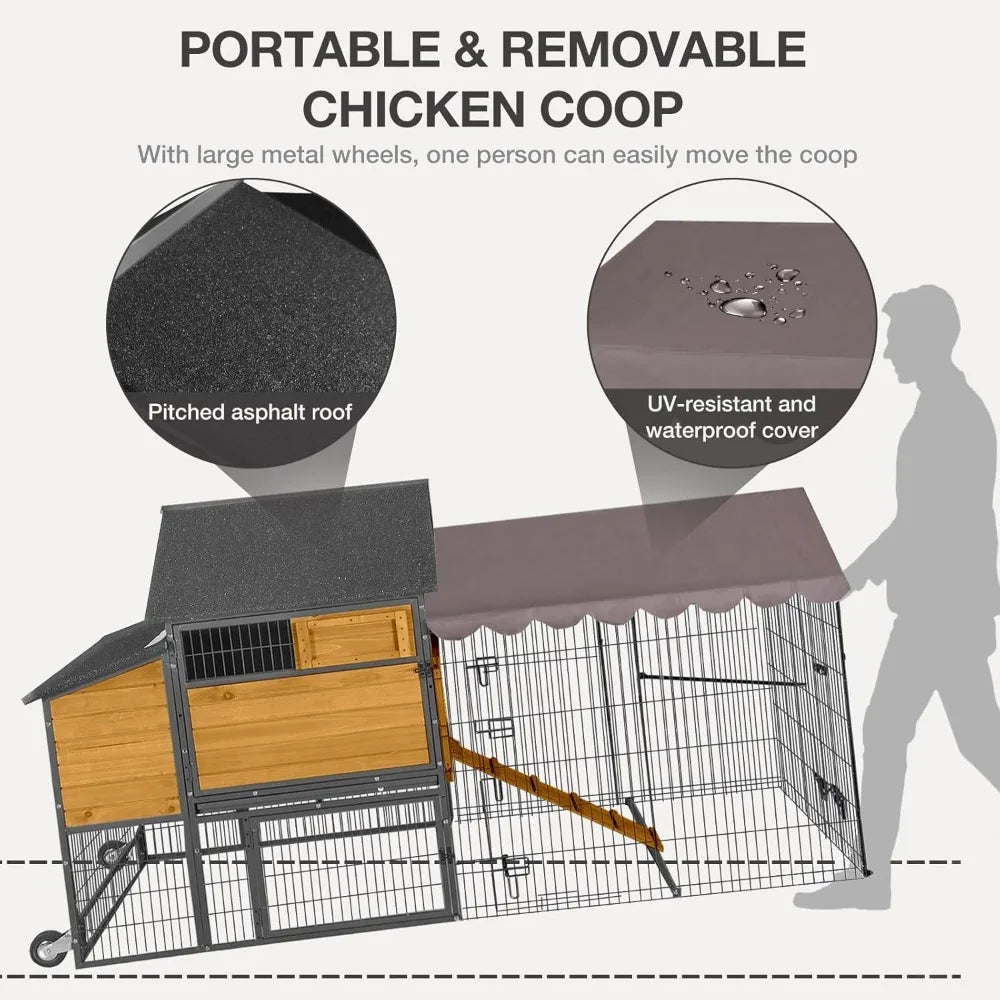Tangxu Outdoor Chicken Coop With Wheels Nesting Box