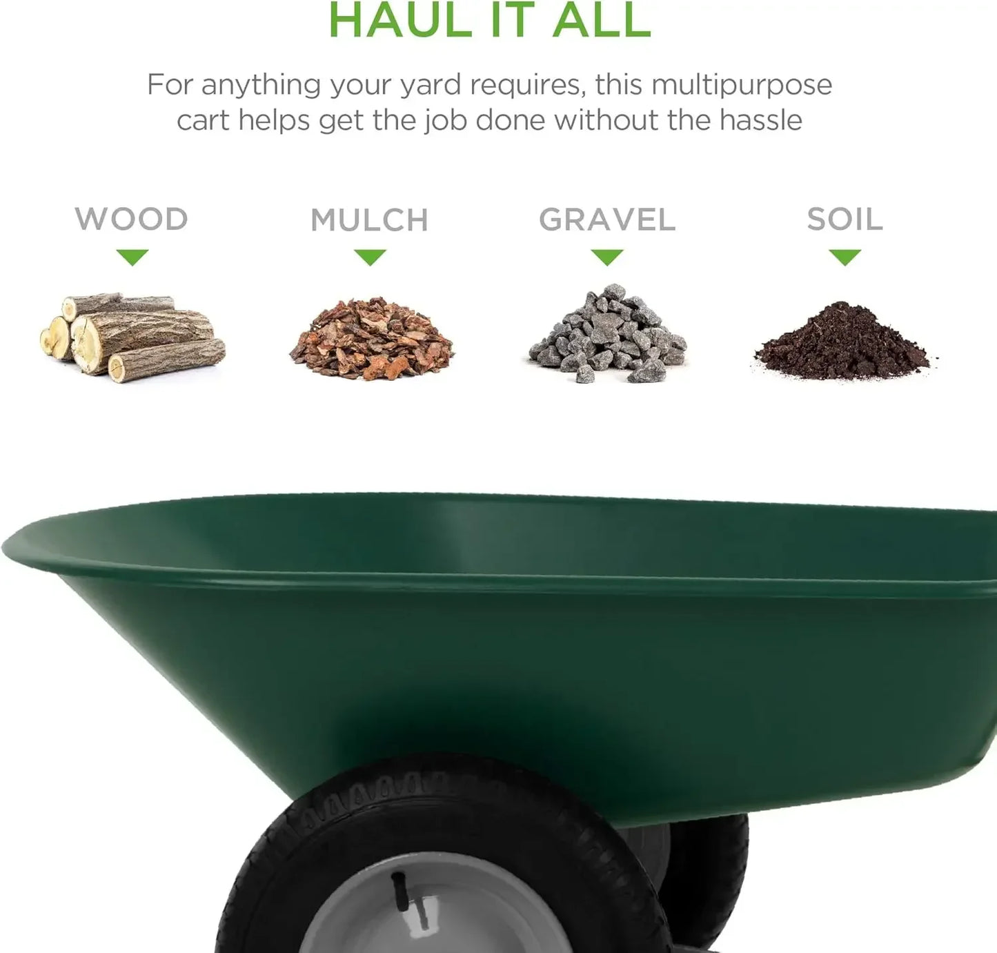 XMSJ Dual Wheel Yard Wheelbarrow With Built In Stand