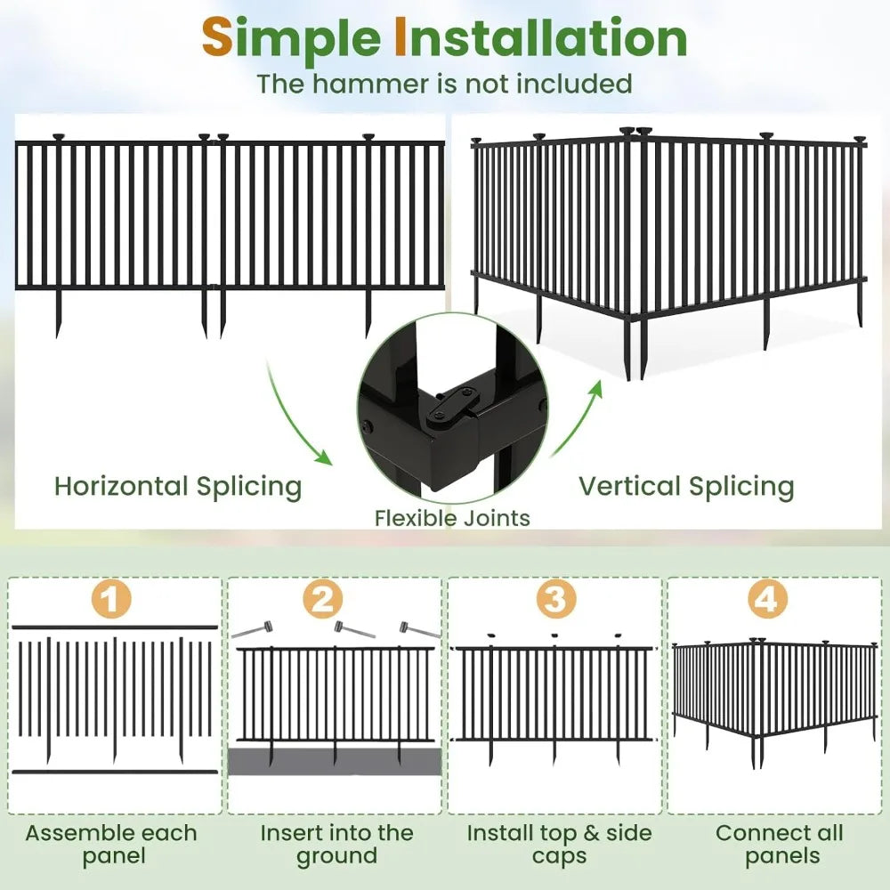 Ya Picket Fence 4 Panels Freestanding PVC Vinyl Fence