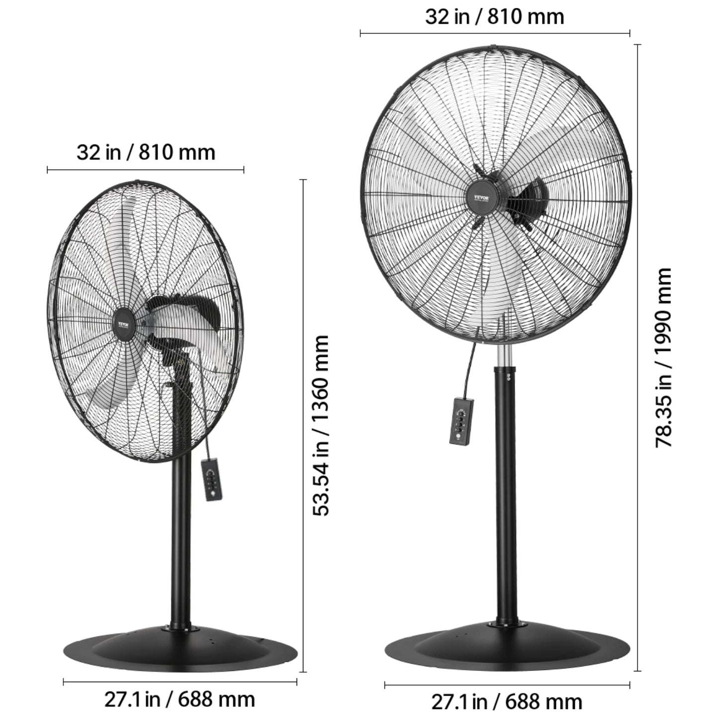 SucceBuy Pedestal Fan 3 Speed Oscillating Standing