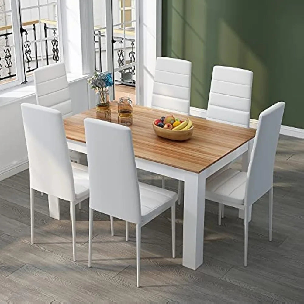 Mondeer Dining Table and Chairs Set Modern Rectangular