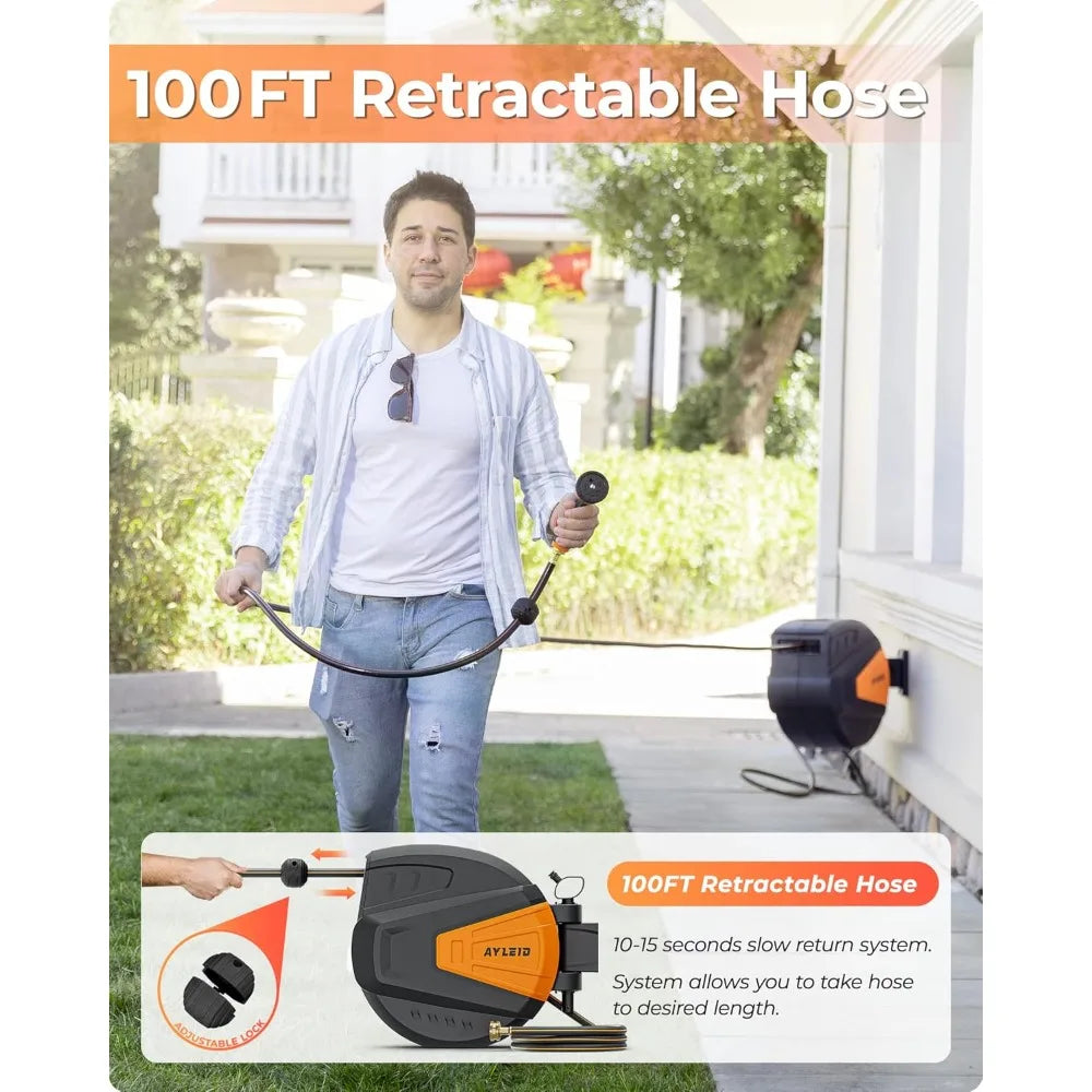 Hign-concerned Retractable Wall Mount Hose Reel With Nozzle
