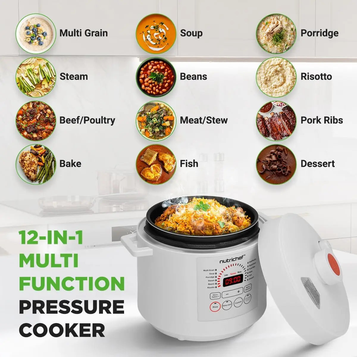 Iosn Electric Pressure Cooker Digital 9 Function Countertop