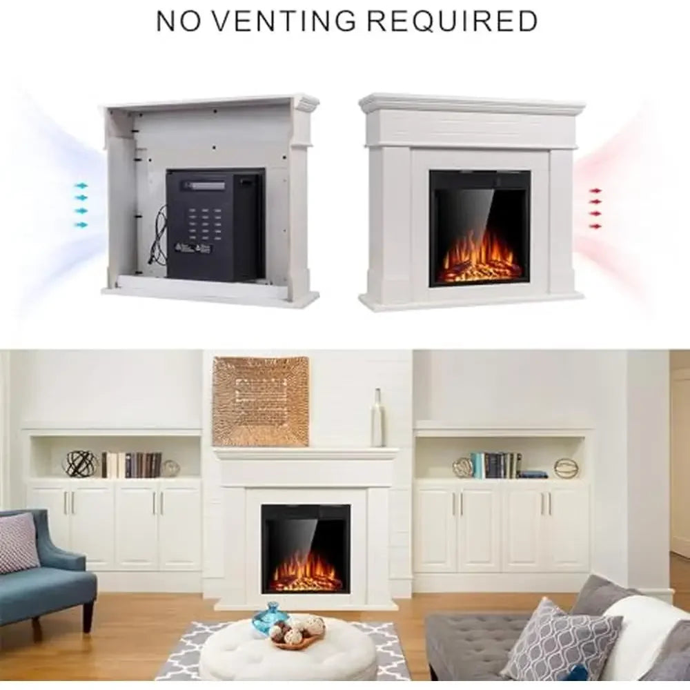 XMSJ Freestanding Electric Fireplace Heater With Log Remote