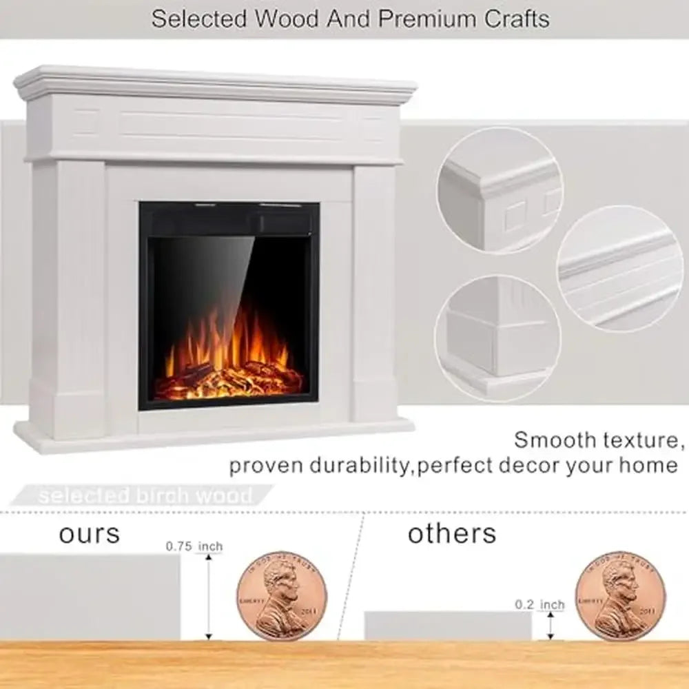 XMSJ Freestanding Electric Fireplace Heater With Log Remote